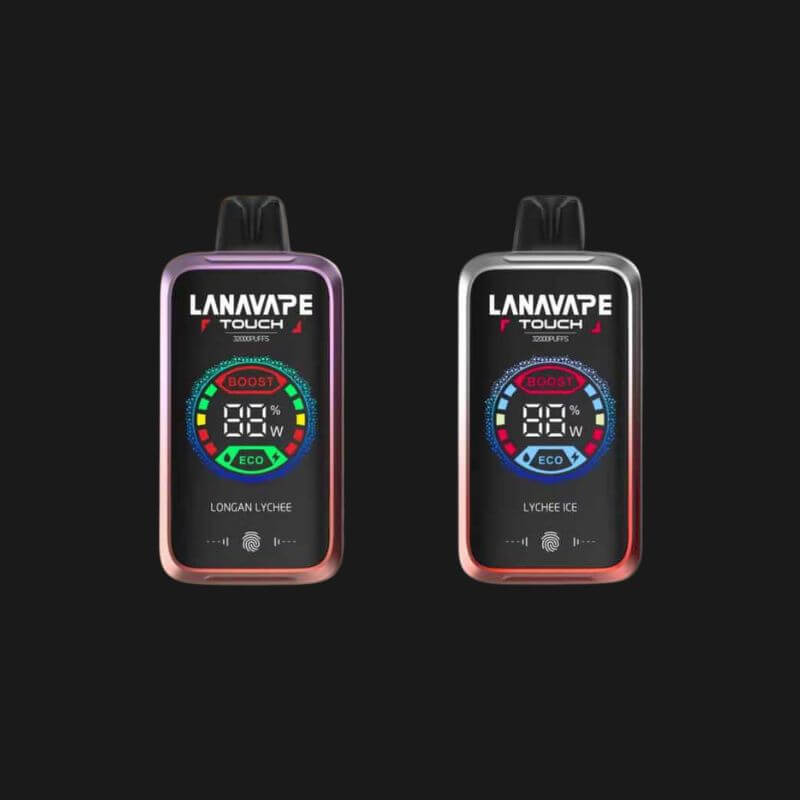 Two SGVape Lanavape Touch vape devices on a black background
