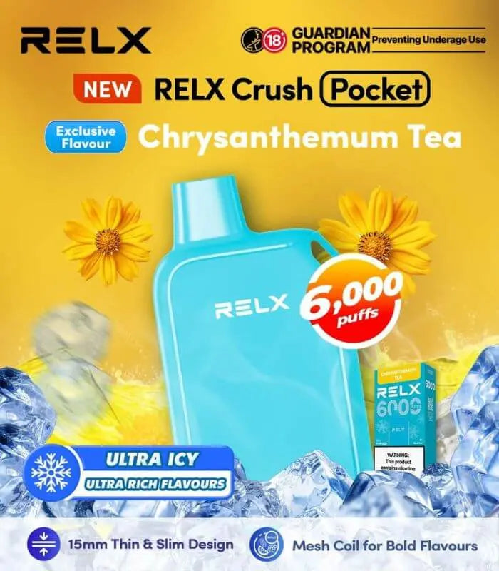 SGVape- Analyzing image      RELX-CRUSH-POCKET-6000-CHRYSANTHEMUM-TEA-SG-Vape-Hub
